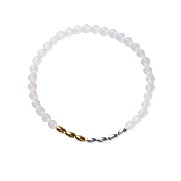 Handcrafted White  "Metal Element" Bracelet